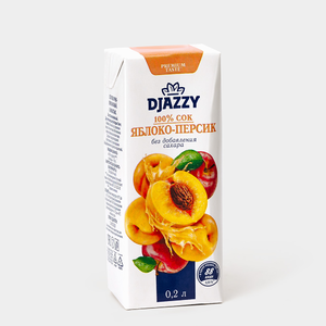 «Djazzy», сок «Яблоко – персик», 0.2л «Djazzy», сок «Яблоко – персик», 0.2л