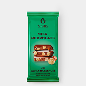 «O'Zera», шоколад молочный с цельным фундуком Milk & Extra Hazelnut, 90 г «O'Zera», шоколад молочный с цельным фундуком Milk & Extra Hazelnut, 90 г