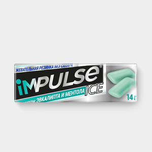 «Impulse ICE», жевательная резинка со вкусом эвкалипта и ментола, 14 г