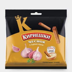 «Кириешки», сухарики со вкусом чеснока и сырным соусом «Calve», 85 г