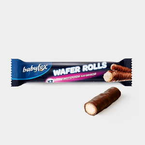«BabyFox», трубочки Wafer Rolls с молочной начинкой, 16 г