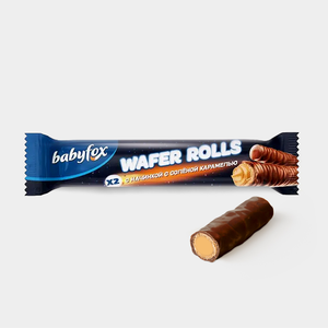 «BabyFox», трубочки Wafer Rolls с начинкой с солёной карамелью, 16 г