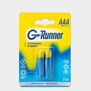 Батарейки алкалиновые «G-runner» AAА/LR03, 1,5 V, в блистере 2 батарейки