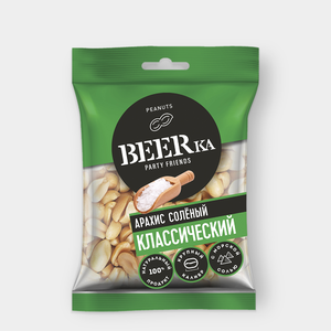 «Beerka», арахис жареный, солёный, 90 г «Beerka», арахис жареный, солёный, 90 г