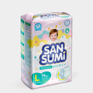 Трусики-подгузники, размер L (9-14 kg) «Sansumi», 548 г Трусики-подгузники, размер L (9-14 kg) «Sansumi», 548 г