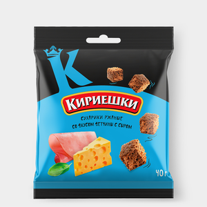 «Кириешки», сухарики со вкусом ветчины и сыра, 40 г «Кириешки», сухарики со вкусом ветчины и сыра, 40 г