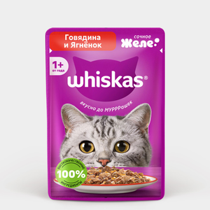 Влажный корм «Whiskas» желе с говядиной и ягненком, 75 г Влажный корм «Whiskas» желе с говядиной и ягненком, 75 г