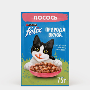 Корм для кошек «Felix» Природа вкуса, с лососем, 75 г Корм для кошек «Felix» Природа вкуса, с лососем, 75 г