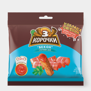 «3 Корочки», сухарики со вкусом бекона и кетчупом «Calve», 85 г