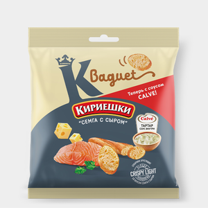 «Кириешки Baguet», сухарики со вкусом «Семга с сыром» и с соусом тар-тар «Calve», 70 г