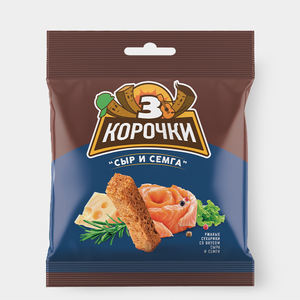«3 Корочки», сухарики со вкусом сёмги с сыром, 40 г