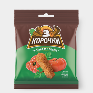 «3 Корочки», сухарики со вкусом томата и зелени, 40 г