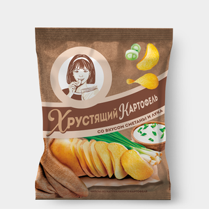 «Хрустящий картофель», чипсы со вкусом сметаны и лука, произведены из свежего картофеля, 40 г «Хрустящий картофель», чипсы со вкусом сметаны и лука, произведены из свежего картофеля, 40 г
