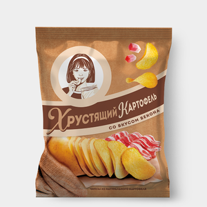 «Хрустящий картофель», чипсы со вкусом бекона, произведены из свежего картофеля, 40 г