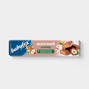 «BabyFox», молочный шоколад с ореховой начинкой и дробленым фундуком, 45 г «BabyFox», молочный шоколад с ореховой начинкой и дробленым фундуком, 45 г
