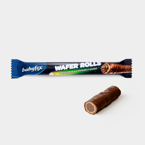 «BabyFox», конфеты Wafer Rolls с ореховой начинкой и какао (коробка 1,5 кг)