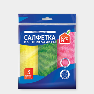 Салфетка «DOMHIT» из микрофибры, 3шт, 40 г Салфетка «DOMHIT» из микрофибры, 3шт, 40 г