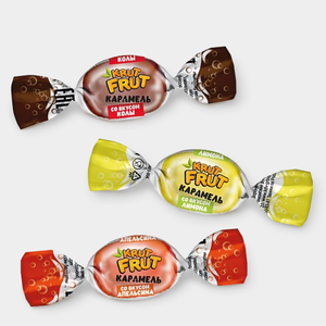«KrutFrut», карамель с шипучей начинкой кола, апельсин, лимон (упаковка 1 кг) «KrutFrut», карамель с шипучей начинкой кола, апельсин, лимон (упаковка 1 кг)