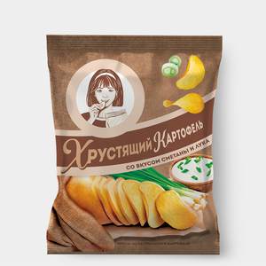 «Хрустящий картофель», чипсы со вкусом сметаны и лука,произведены из свежего картофеля, 160 г