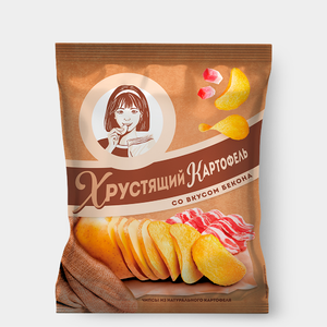 «Хрустящий картофель», чипсы со вкусом бекона, произведены из свежего картофеля, 70 г «Хрустящий картофель», чипсы со вкусом бекона, произведены из свежего картофеля, 70 г