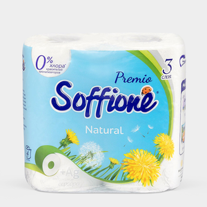 Туалетная бумага трехслойная «Soffione» Premio fresh, 4 рулона, 350 г Туалетная бумага трехслойная «Soffione» Premio fresh, 4 рулона, 350 г