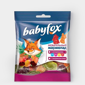 «BabyFox», мармелад жевательный с соком ягод и фруктов, 30 г