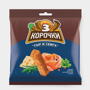 «3 Корочки», сухарики со вкусом сёмги с сыром, 100 г