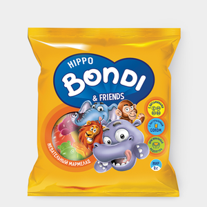 «HIPPO BONDI & FRIENDS», мармелад жевательный с соком ягод и фруктов, 70 г
