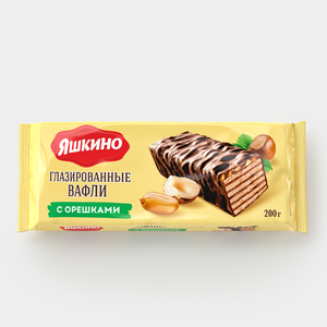 «Яшкино», вафли «Глазированные с орешками», 200 г