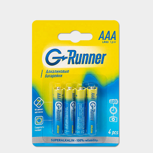 Батарейки алкалиновые «G-runner» AAА/LR03, 1,5 V, в блистере 4 батарейки