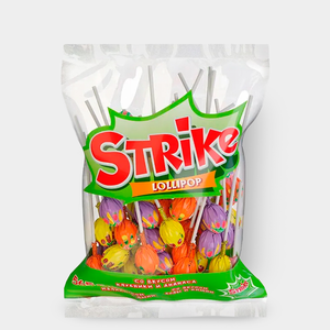 «Strike», карамель на палочке с двойными вкусами, 565 г