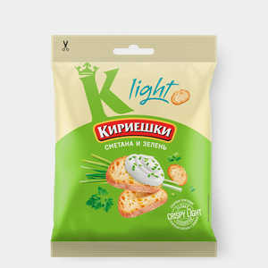 «Кириешки Light», сухарики со вкусом сметаны и зелени, 33 г «Кириешки Light», сухарики со вкусом сметаны и зелени, 33 г