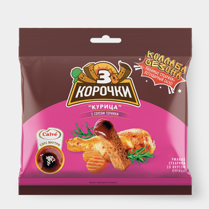«3 Корочки», сухарики со вкусом курицы и соусом терияки, 85 г