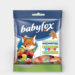 «BabyFox», мармелад жевательный с соком ягод и фруктов, 30 г