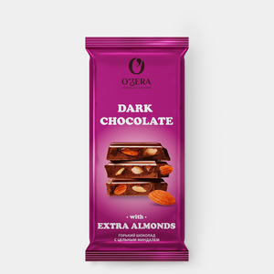 «O'Zera», шоколад горький с цельным миндалем Dark & Extra Almond, 90 г «O'Zera», шоколад горький с цельным миндалем Dark & Extra Almond, 90 г