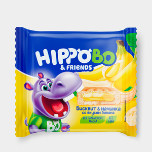 «HIPPO BONDI & FRIENDS», пирожное с начинкой со вкусом банана, 32 г «HIPPO BONDI & FRIENDS», пирожное с начинкой со вкусом банана, 32 г