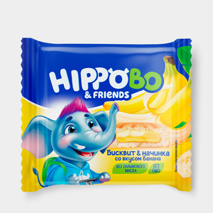 «HIPPO BONDI & FRIENDS», пирожное с начинкой со вкусом банана, 32 г «HIPPO BONDI & FRIENDS», пирожное с начинкой со вкусом банана, 32 г