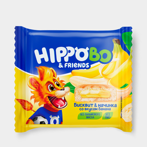 «HIPPO BONDI & FRIENDS», пирожное с начинкой со вкусом банана, 32 г «HIPPO BONDI & FRIENDS», пирожное с начинкой со вкусом банана, 32 г