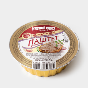 Паштет печеночный «Деликатесный» с печенью индейки «Мясной союз», 95 г