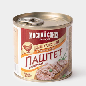 Паштет печеночный «Деликатесный» с куриной печенью «Мясной союз», 240 г