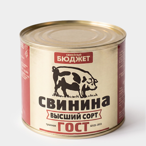 Свинина тушеная, высший сорт «Семейный бюджет», 500 г