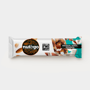«Nut&Go», батончик с миндалём, кокосом, карамелью, 36 г