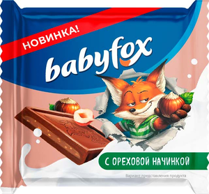 «BabyFox», молочный шоколад с ореховой начинкой, 12 г «BabyFox», молочный шоколад с ореховой начинкой, 12 г