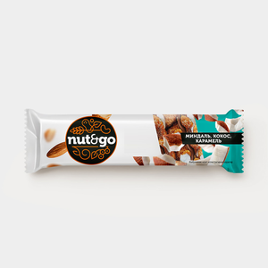 «Nut&Go», батончик с миндалём, кокосом, карамелью, 36 г «Nut&Go», батончик с миндалём, кокосом, карамелью, 36 г