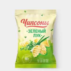 «Чипсоны», чипсы со вкусом зелёного лука, 40 г «Чипсоны», чипсы со вкусом зелёного лука, 40 г