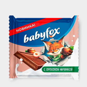 «BabyFox», молочный шоколад с ореховой начинкой, 12 г «BabyFox», молочный шоколад с ореховой начинкой, 12 г