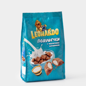 «Leonardo», готовый завтрак «Подушечки с молочной начинкой», 250 г «Leonardo», готовый завтрак «Подушечки с молочной начинкой», 250 г