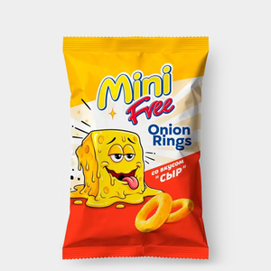 «Mini Free», луковые кольца со вкусом сыра, 45 г «Mini Free», луковые кольца со вкусом сыра, 45 г