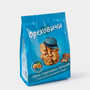 «Ореховичи», конфеты «Орех Сергеевич Грецкий» в молочной шоколадной глазури, 50 г