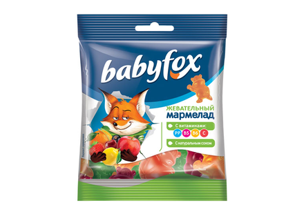 «BabyFox», мармелад жевательный с соком ягод и фруктов, 30 г